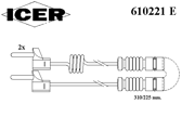 Сигнализатор, износ тормозных колодок 610221E ICER