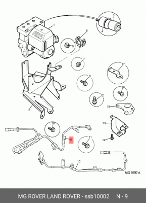 Датчик, частота вращения колеса SSB10002 MG ROVER LAND ROVER