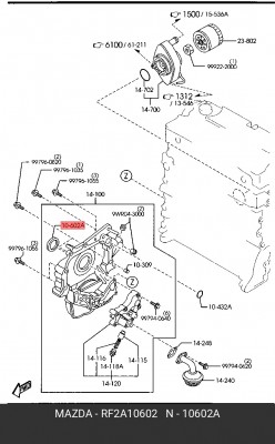 Уплотняющее кольцо, коленчатый вал RF2A10602 MAZDA