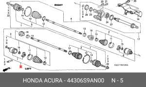 Шарнирный комплект, приводной вал 44306-S9A-N00 HONDA