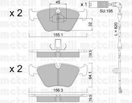 Комплект тормозных колодок, диско 2202074K METELLI