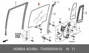 Стекло двери 73450S9VA10 HONDA