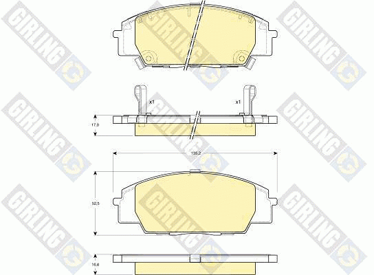 Комплект тормозных колодок, диско 6132509 GIRLING