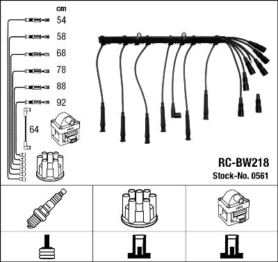 Ккомплект проводов зажигания RCBW218 NGK NTK