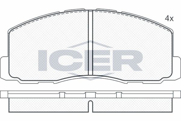 Комплект тормозных колодок, диско 180510 ICER