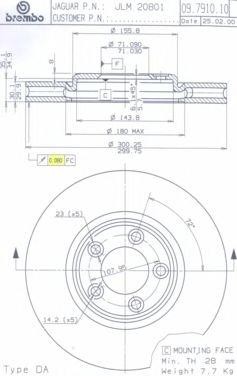 Тормозной диск 09.7910.10 BREMBO
