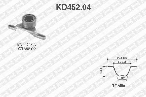 Комплект ремня ГРМ KD452.04 NTN SNR
