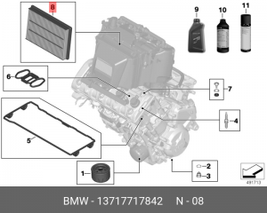 Фильтр воздушный 13 71 7 717 842 BMW