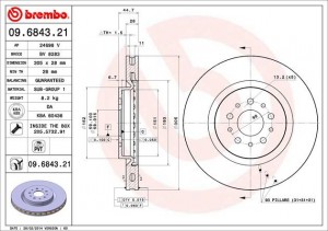 Тормозной диск 09.6843.21 BREMBO