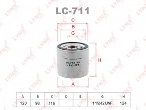 Фильтр масляный двигателя LC-711 LYNXAUTO