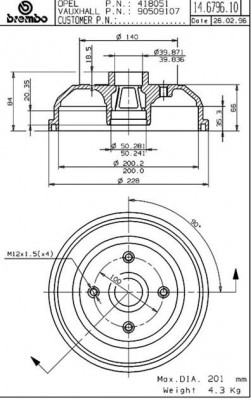 Тормозной барабан 14.6796.10 BREMBO