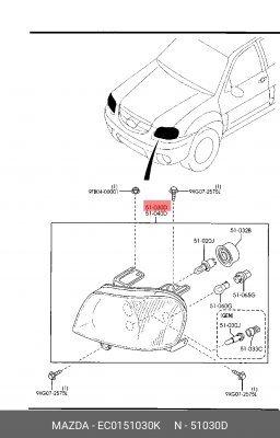 Фара головного света EC0151030K MAZDA