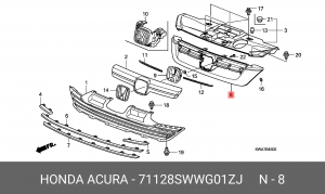 Решетка радиатора 71128SWWG01ZJ HONDA