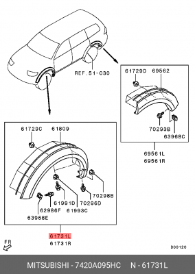 Накладка на крыло 7420A095HC MITSUBISHI