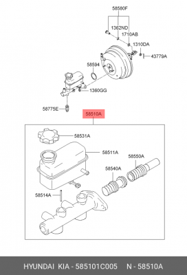 Главный тормозной цилиндр 585101C005 HYUNDAI KIA