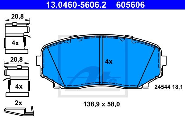 Колодки тормозные дисковые 13.0460-5606.2 ATE