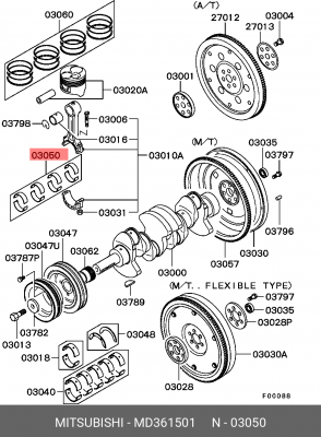 Шатунный подшипник MD361501 MITSUBISHI