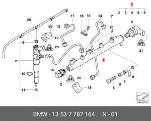Распределительный трубопровод, топливо 13 53 7 787 164 BMW