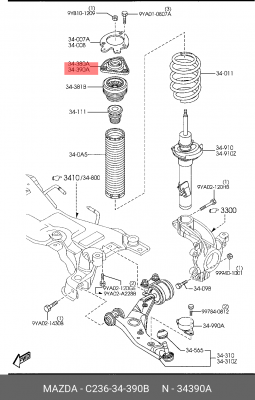Опора амортизатора подвески C236-34-390B MAZDA