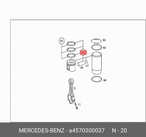 Гильза цилиндра с поршнем в сборе A4570300037 MERCEDES BENZ