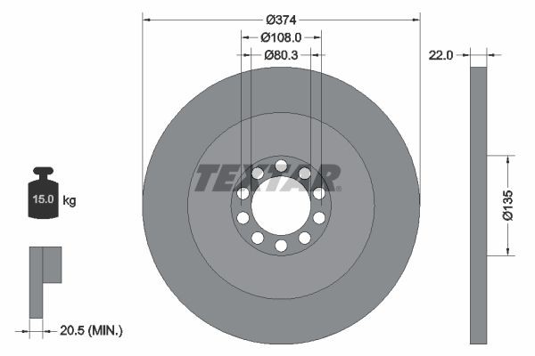 Тормозной диск 93015500 TEXTAR