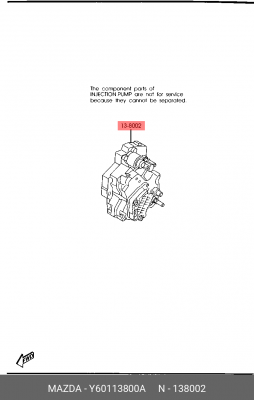 Насос высокого давления Y60113800A MAZDA