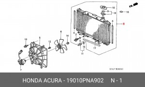 Радиатор, охлаждение двигател 19010PNA902 HONDA