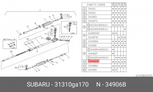 Осевой шарнир, рулевая тяга 31310GA170 SUBARU
