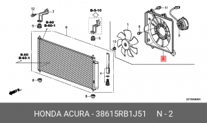 Диффузор радиатора охлаждения под вентилятор 38615RB1J51 HONDA