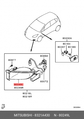 Фара противотуманная 8321A430 MITSUBISHI