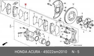 Комплект тормозных колодок, диско 45022SM2010 HONDA