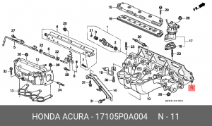 Прокладка, впускной коллектор 17105P0A004 HONDA