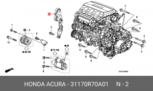 Натяжитель ремня приводного в сборе 31170-R70-A01 HONDA