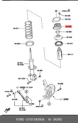 Опора амортизатора подвески D10134390A MAZDA