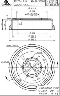Тормозной барабан 14.6757.10 BREMBO