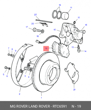 Комплект тормозных колодок, диско RTC6591 MG ROVER LAND ROVER