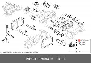 Комплект тормозных колодок, диско 1906416 IVECO