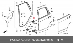 Петля - шарнир открывания двери 67950SWAH01ZZ HONDA