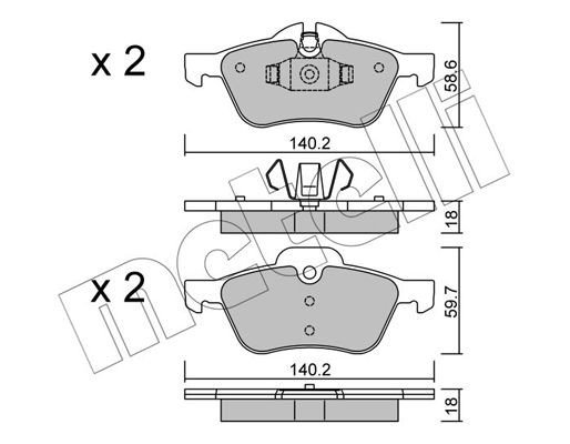 Комплект тормозных колодок, диско 22-0555-0 METELLI