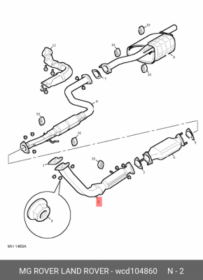 Выпускной трубопровод WCD104860 MG ROVER LAND ROVER