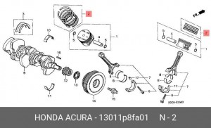 Кольца поршневые (комплект) 13011P8FA01 HONDA