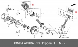 Кольца поршневые (комплект) 13011PGEA01 HONDA