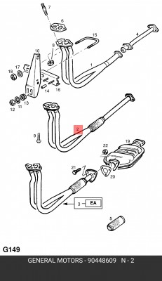Выпускной трубопровод 90448609 GENERAL MOTORS