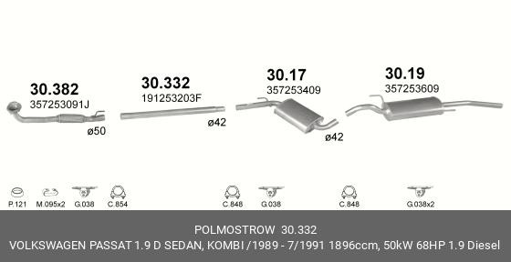 Труба системы выпуска ОГ 30.332 POLMOSTROW