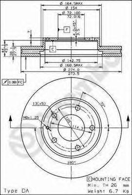 Тормозной диск 09.6863.10 BREMBO