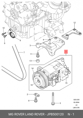 Компрессор, кондиционер JPB500120 MG ROVER LAND ROVER