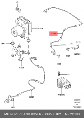 Датчик, частота вращения колеса SSB500102 MG ROVER LAND ROVER