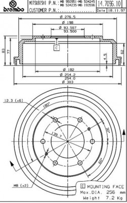 Тормозной барабан 14.7096.10 BREMBO