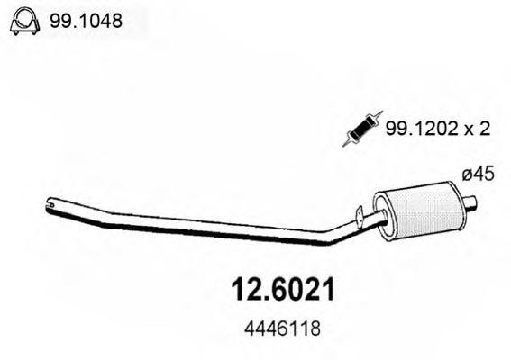 Средний глушитель выхлопных газов 126021 ASSO