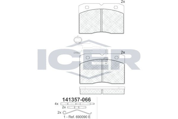 Комплект тормозных колодок, диско 141357 ICER